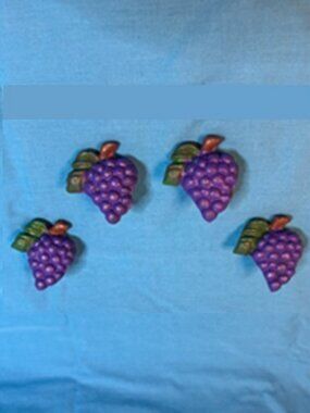 Four (4) Hand Painted Cast Iron Grape Drawer Pulls Set of Four (4) 10316